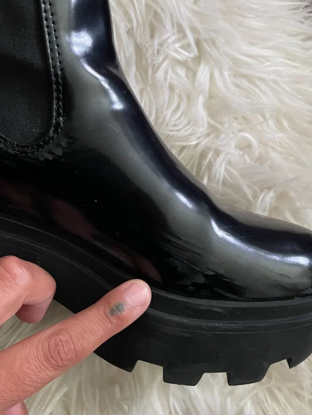 Open Edit Women’s Iris ediris Lug Sole Black Platform Chelsea Boots Size 7